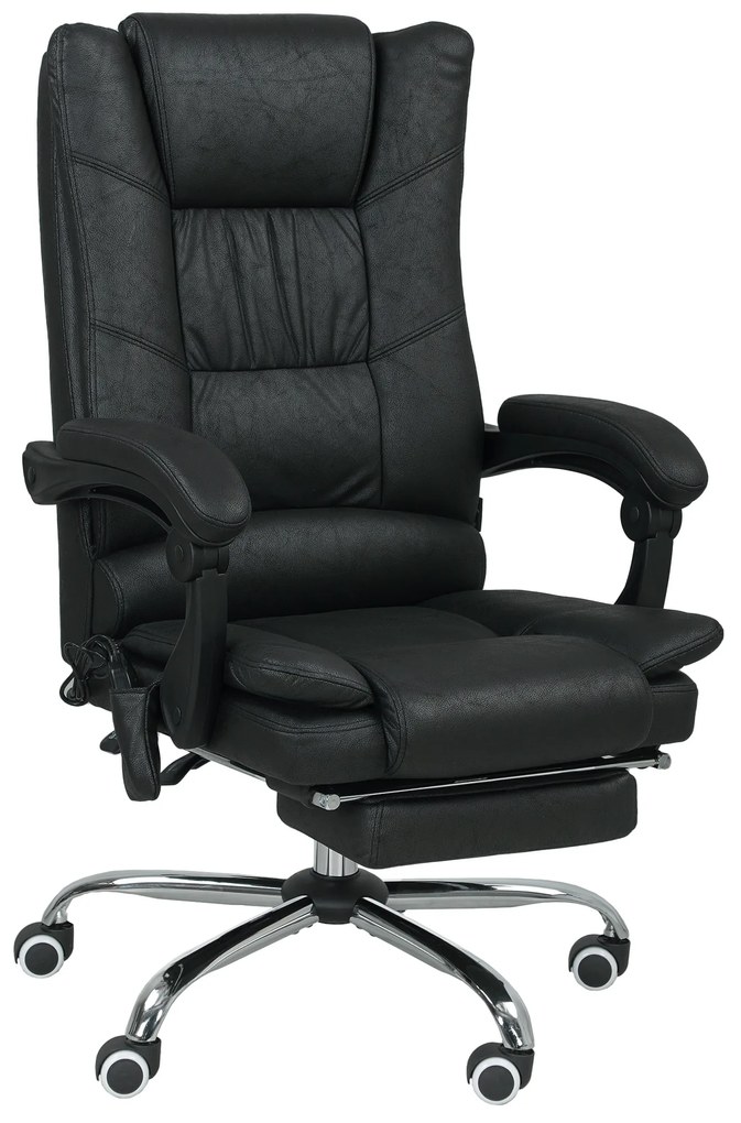 Vinsetto Scaun de masaj pentru birou cu funcție de masaj, inclusiv suport pentru picioare, reglabil în înălțime, 64 cm x 70 cm x 118 cm, Negru | Aosom Romania