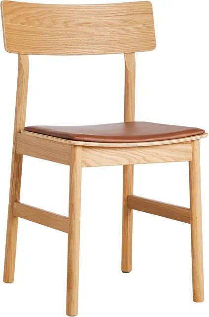 Scaun "Pause 2.0", 8 variante - Woud Variantă: stejar, tratat cu ulei, pernă pentru scaun din piele - nuanță de coniac