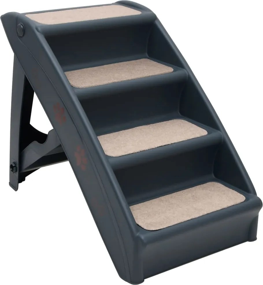 vidaXL Scări de câine pliabile în 4 trepte, gri închis