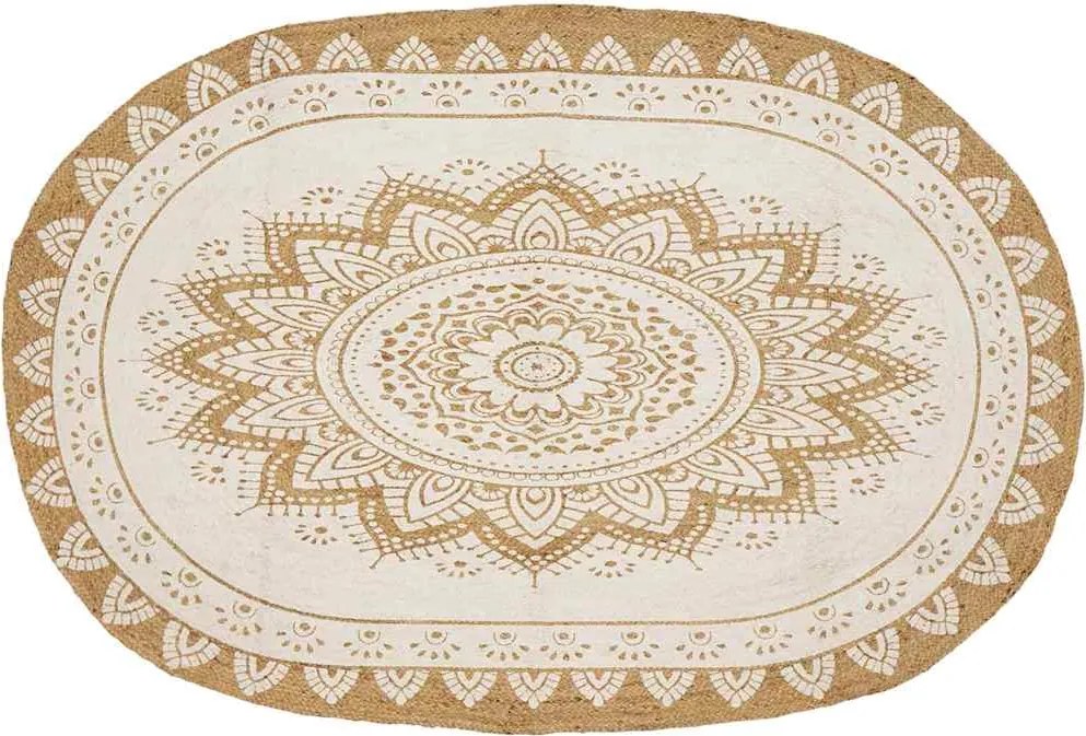 vidaXL Covor din Jută Floral natural 152 x 245 cm Iută