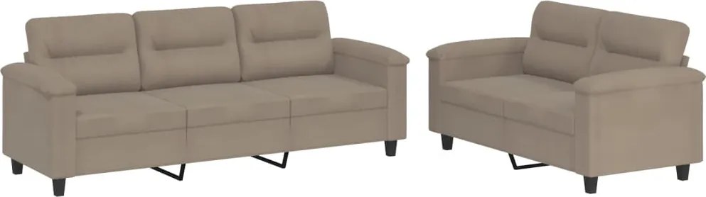 vidaXL Set de canapele cu perne, 2 piese, gri taupe, microfibră