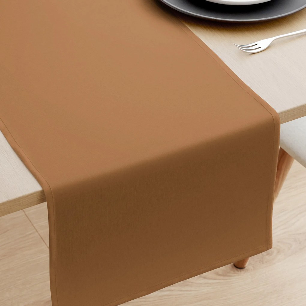 Goldea napron de masă 100% bumbac - maro scorțișoară 50x160 cm