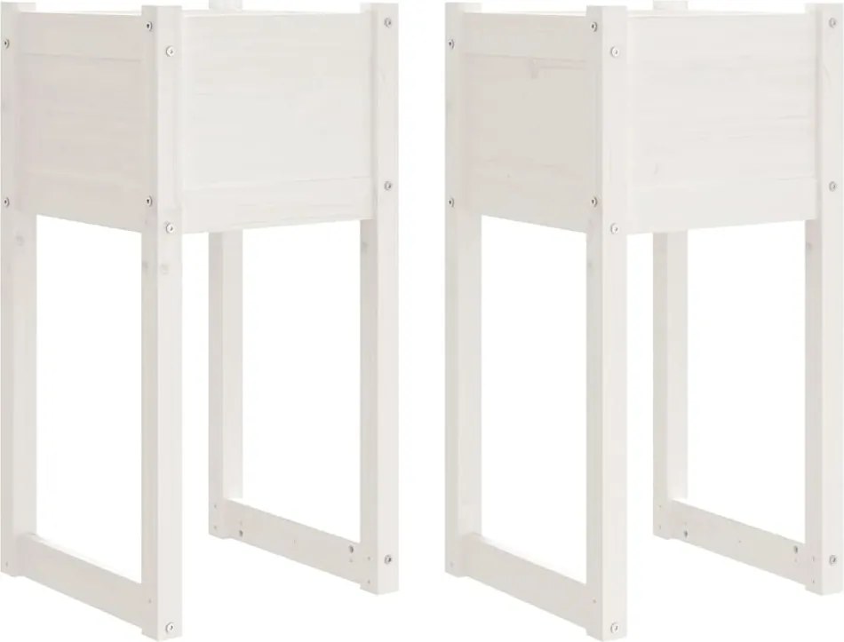 vidaXL Jardiniere, 2 buc., alb, 40x40x81 cm, lemn masiv de pin