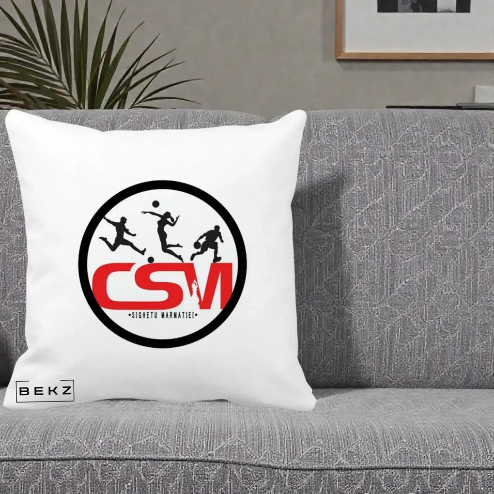 Perna Personalizata CSM Sighetu Marmatiei Sport, 40x40 cm, Alba Mata, Husa Detasabila, Perna Inclusa, BEKZ®