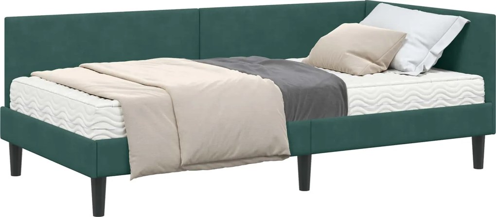 vidaXL Cadru de pat colțar cu saltea Altele Manual 2 pcs Verde Catifea