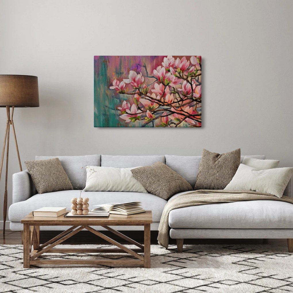 Tablou - Pictură în ulei, Sakura în floare (90x60 cm)