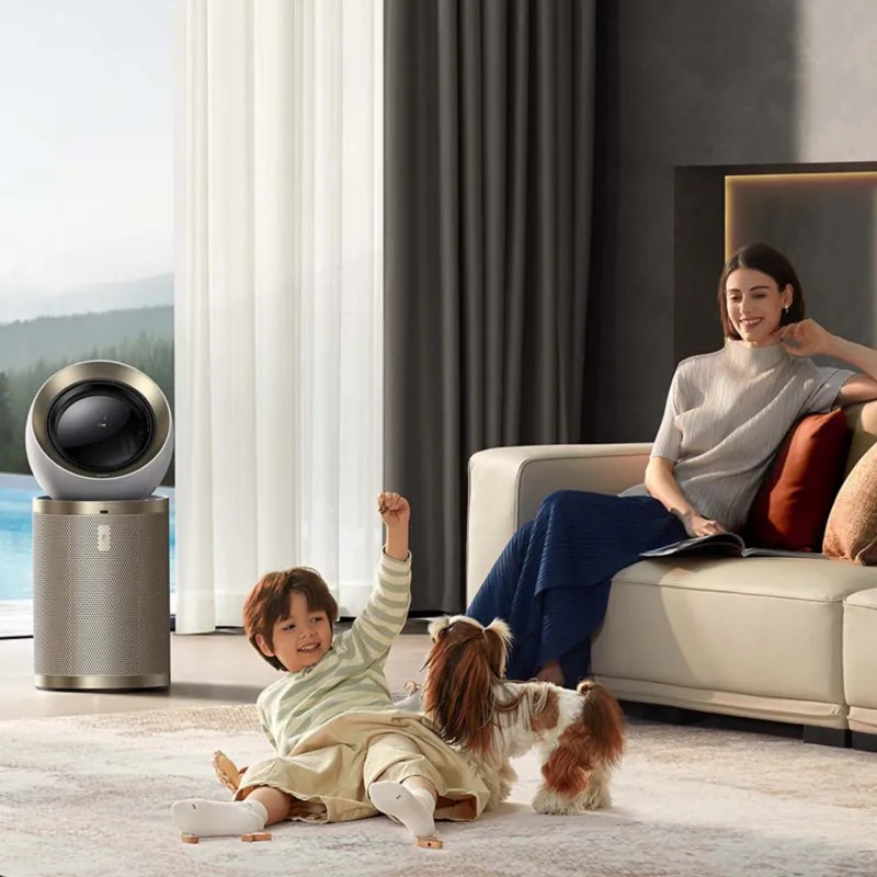 La mâna a doua: Purificator de aer Dreame AirPursue PM20 CVF14A, 48 m², funcții automate, încălzire, sterilizare cu plasmă și UVC, TVOC, LCD, HEPA, alb/bronz