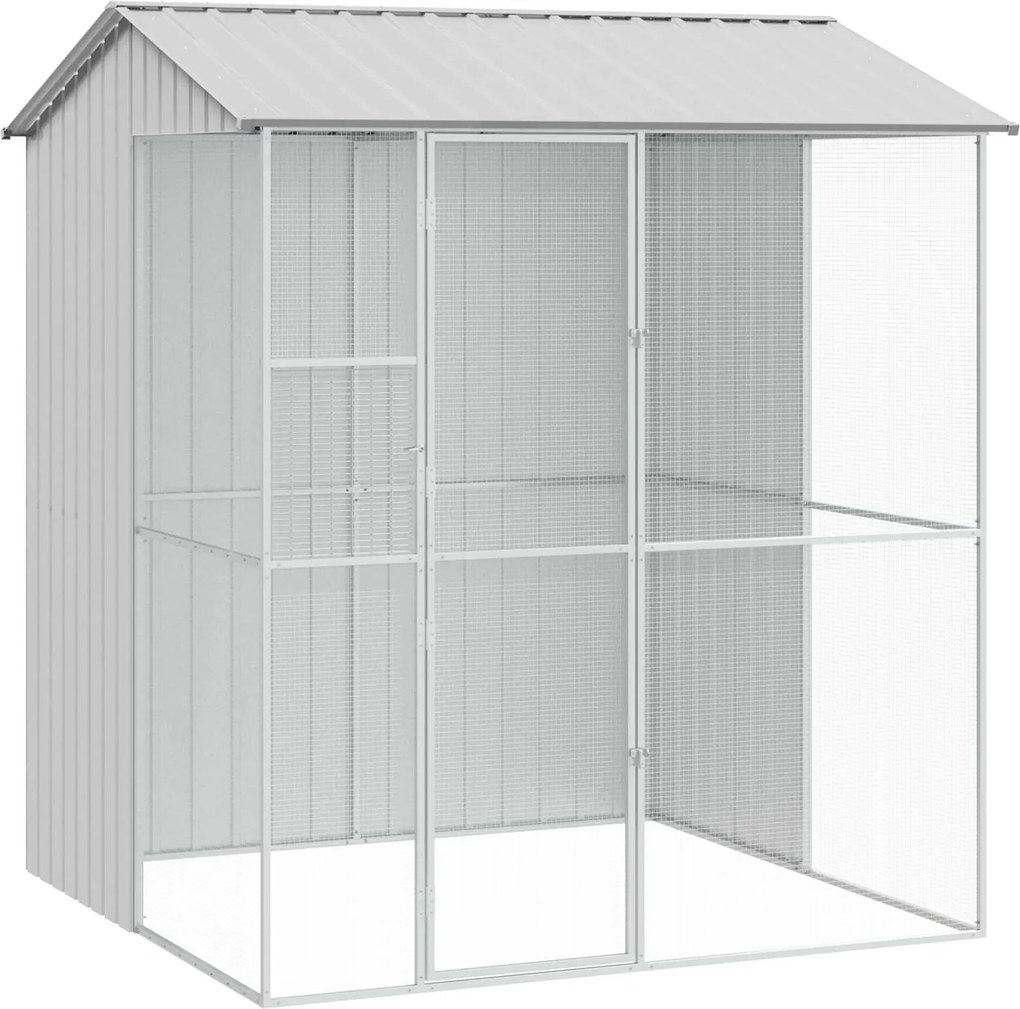 vidaXL Cușcă pentru păsări Gri 215 x 210 x 247 cm Oțel Galvanizat