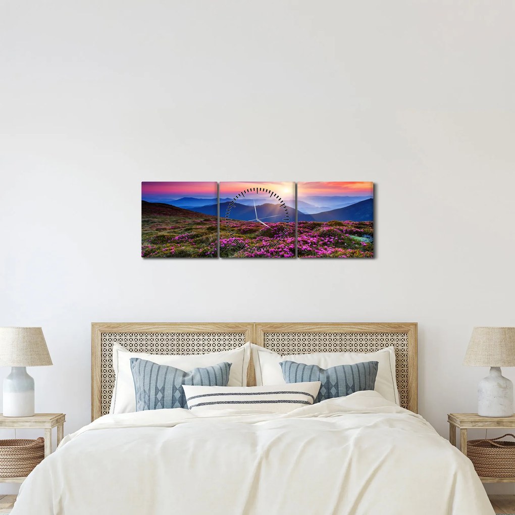 Tablou - Munte înflorit peisaj (cu ceas) (90x30 cm)