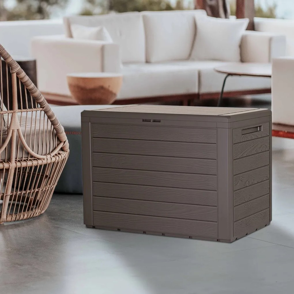 Cutie de depozitare WOODEBOX, 190L, 78x44x55cm, maro închis Prosperplast
