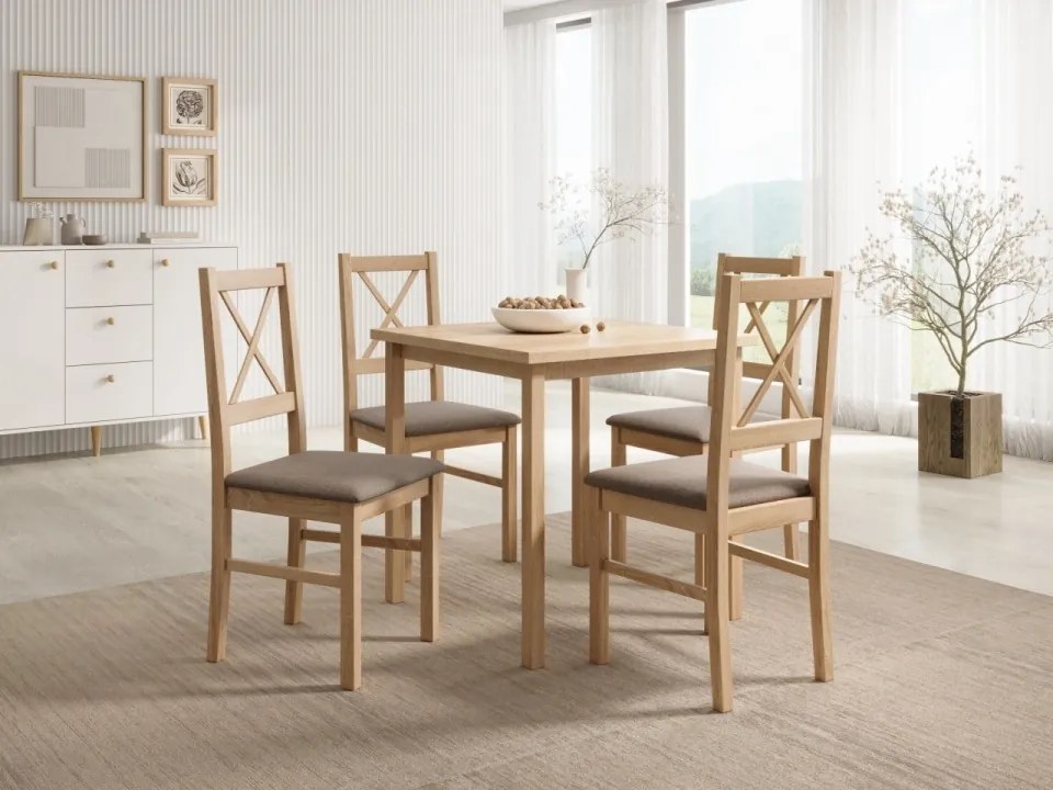 Scaun tapitat, din lemn, Milo X, ADRK Furniture (Culoare: Alb / Opium 85)