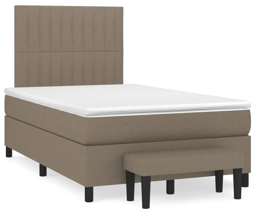 vidaXL Pat box spring cu saltea, taupe, 120x190 cm material textil