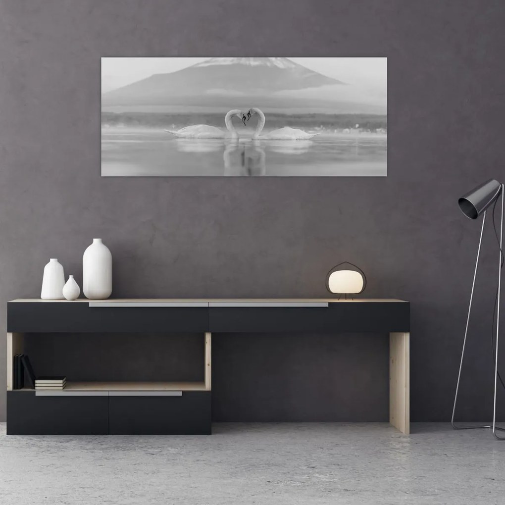 Tablou - Lebede îndrăgostite (120x50 cm)