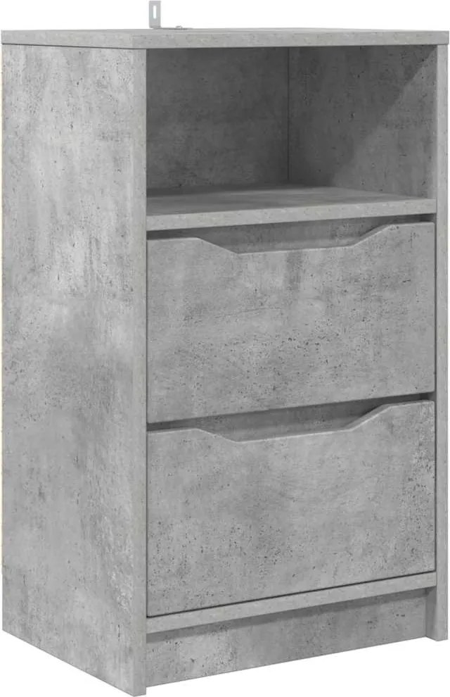 vidaXL Noptieră cu sertar Gri din beton 40 x 30 x 467 cm Lemn compozit