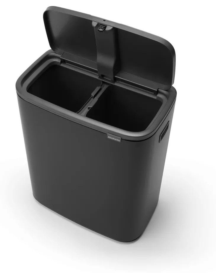 Coș de gunoi negru mat de reciclat/cu senzori de atingere din oțel 60 l Bo Touch Bin – Brabantia