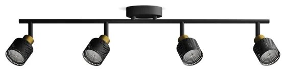 Spot Philips NIALL 4xGU10/5W/230V negru/alamă