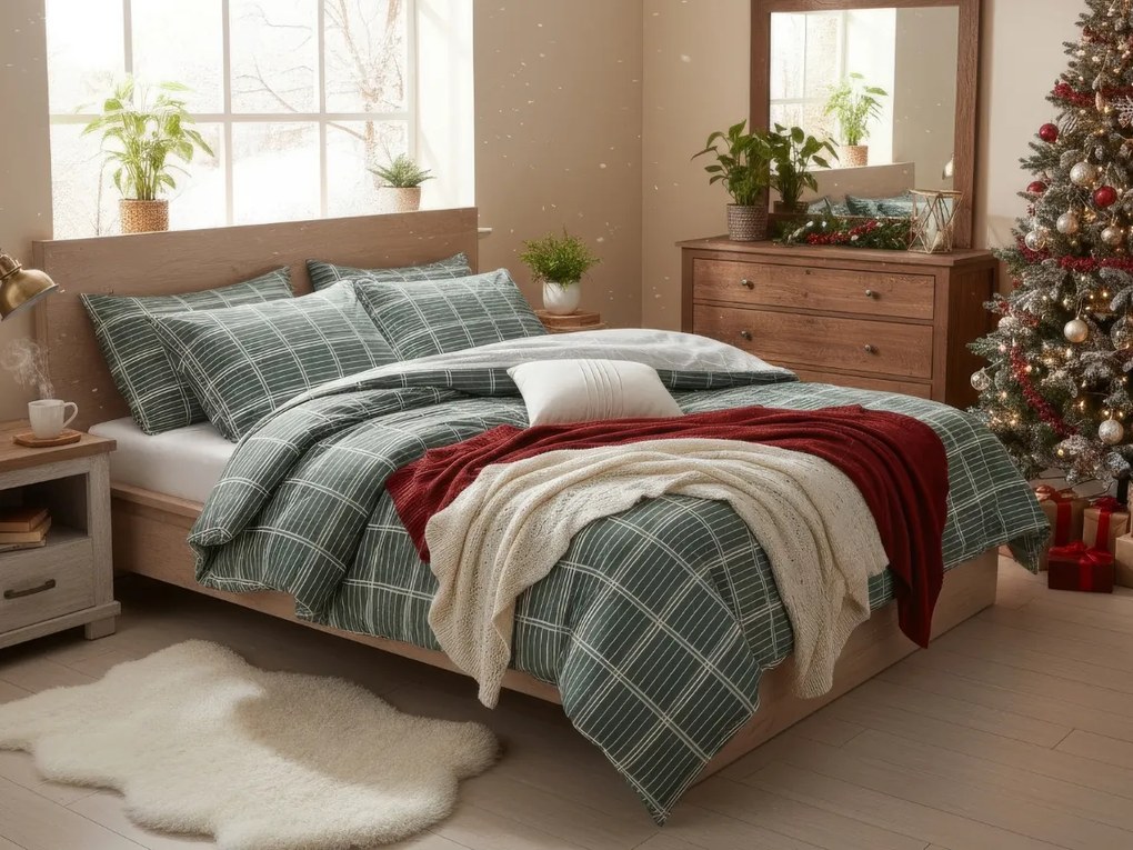 Lenjerie de pat din bumbac Renforce FIOREA verde Dimensiune lenjerie de pat: 2 buc 70 x 90 cm | 200 x 220 cm