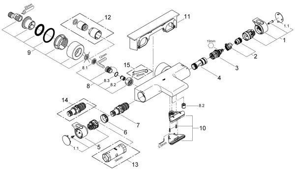 GROHE 34464001 - Baterie termostatică pentru cadă GROHTHERM 2000 DN 15, crom lucios