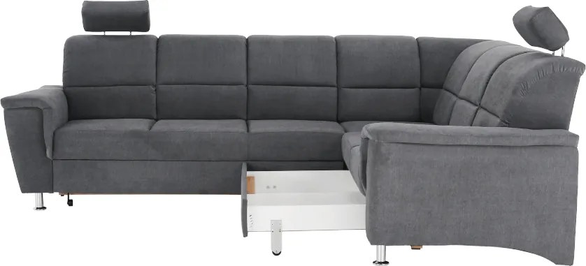 Colţar extensibil, material textil gri, model dreapta, SANTIAGO