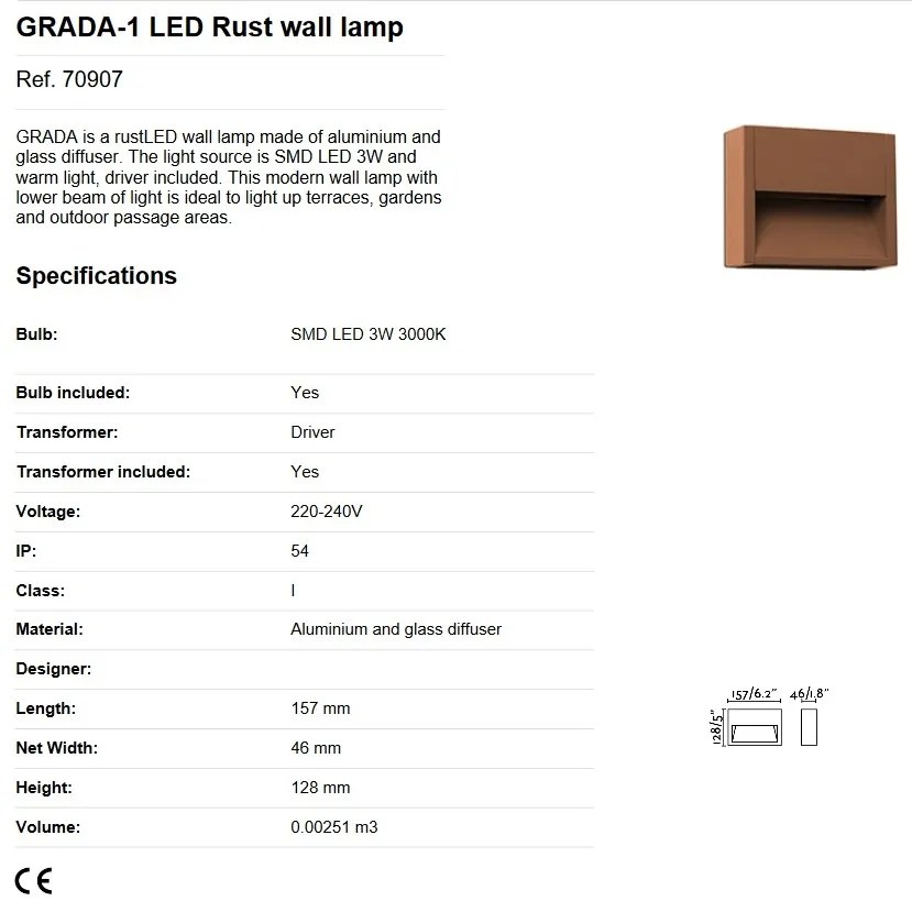Aplica LED de exterior ambientala IP54 GRADA-1 / 3W maro