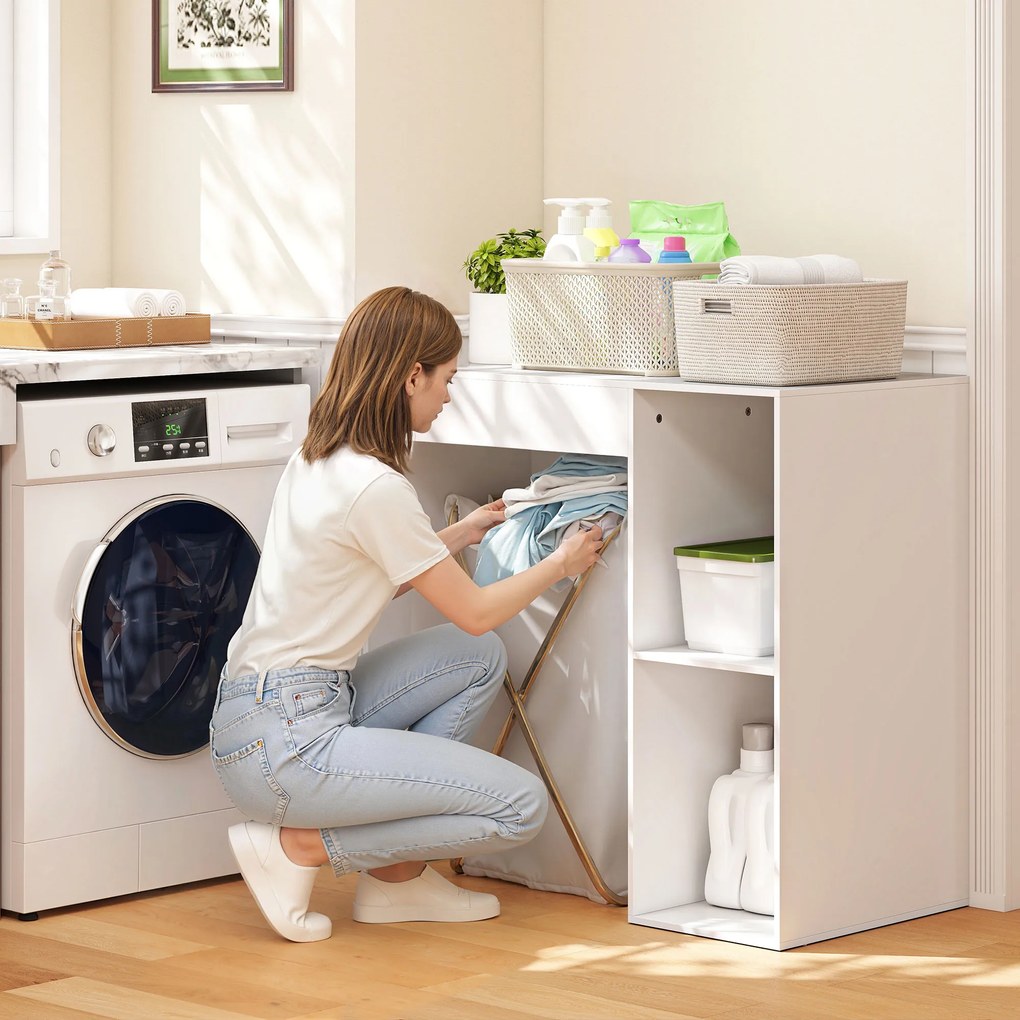 HOMCOM Dulap deasupra Mașinii de Spălat, Mobilier Modern cu Rafturi Deschise, Spațiu Economisit pentru Baie și Rufe, 96x60x95 cm, Alb | Aosom Romania