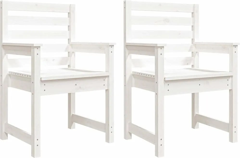 vidaXL Scaune de grădină, 2 buc., alb, 60x48x91 cm, lemn masiv pin