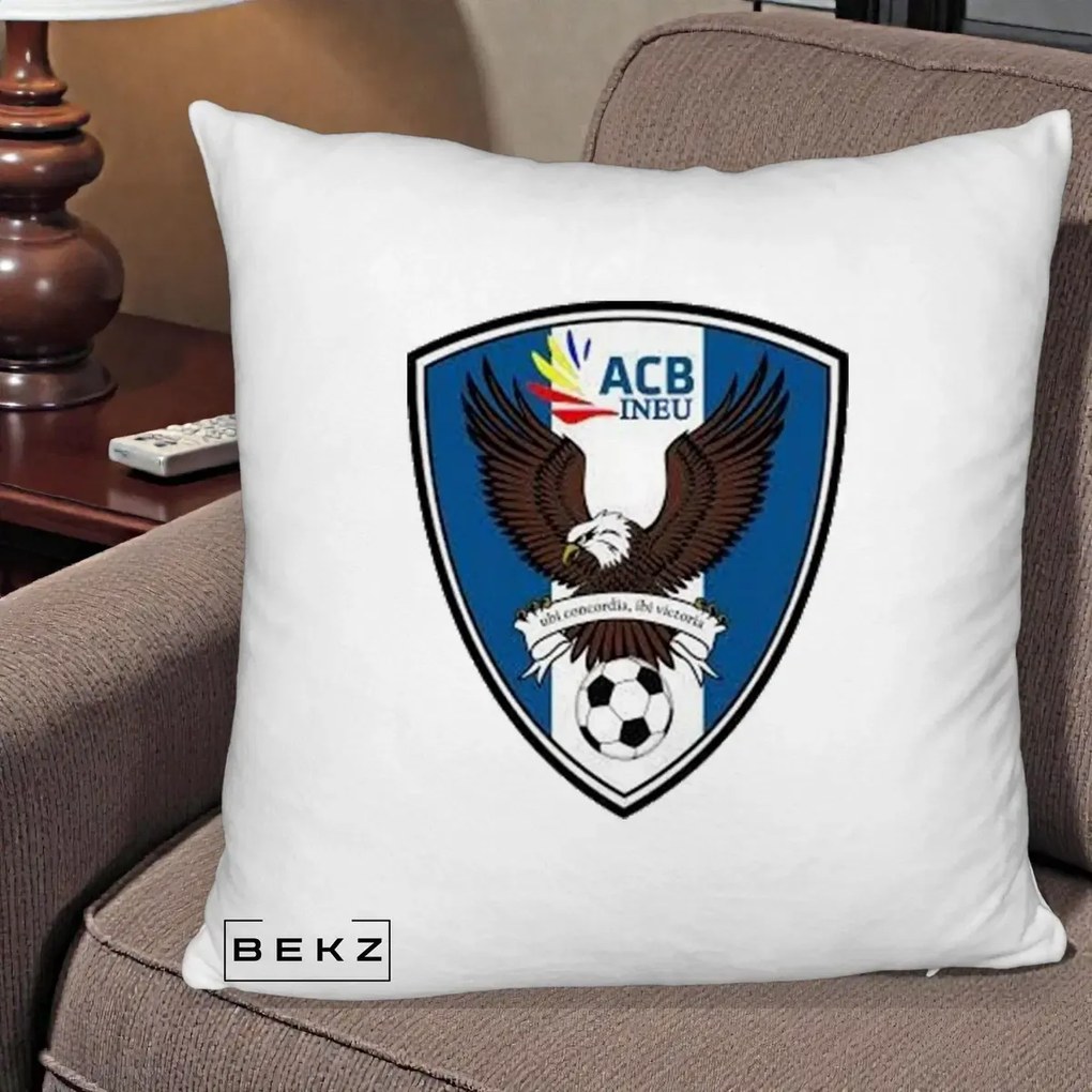 Perna Personalizata ACB Ineu Fotbal, 40x40 cm, Alb Pufos, Husa Detasabila, Perna Inclusa, BEKZ®