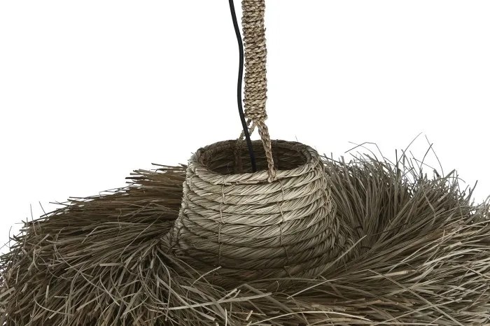 Lustră suspendată boho din fibre naturale, 64x64x34 cm, „Solea"