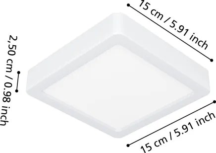 Eglo 901335 - Plafonieră LED FUEVA pentru baie, LED/7W/230V, 15x15 cm, IP44, albă