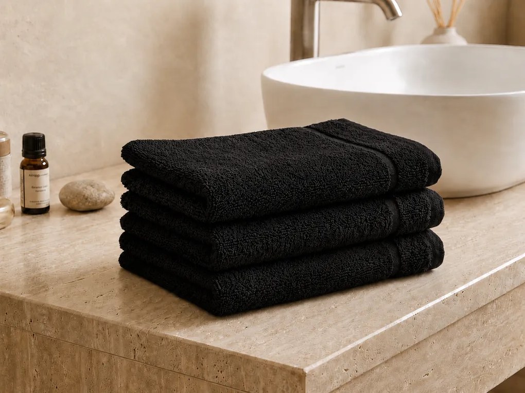 Prosop de maini Classic mic 30x50 cm negru, 100% bumbac