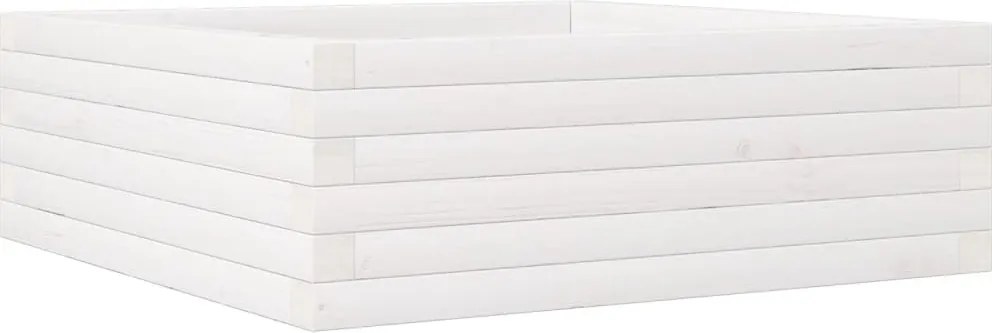 vidaXL Jardinieră de grădină, alb, 70x70x23 cm, lemn masiv de pin