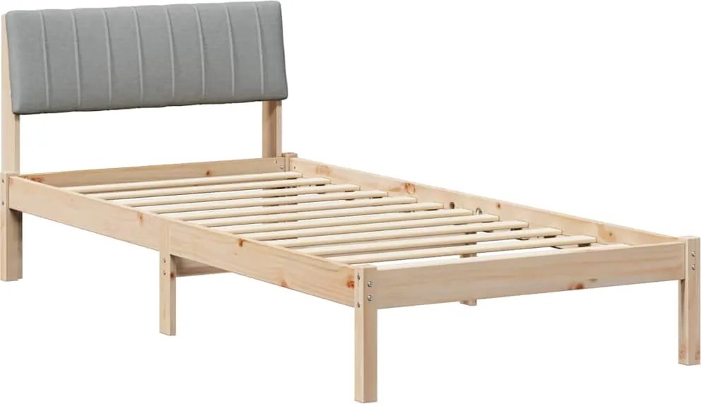 vidaXL Cadru de pat Maro și gri deschis 90 x 190 cm Lemn masiv de pin