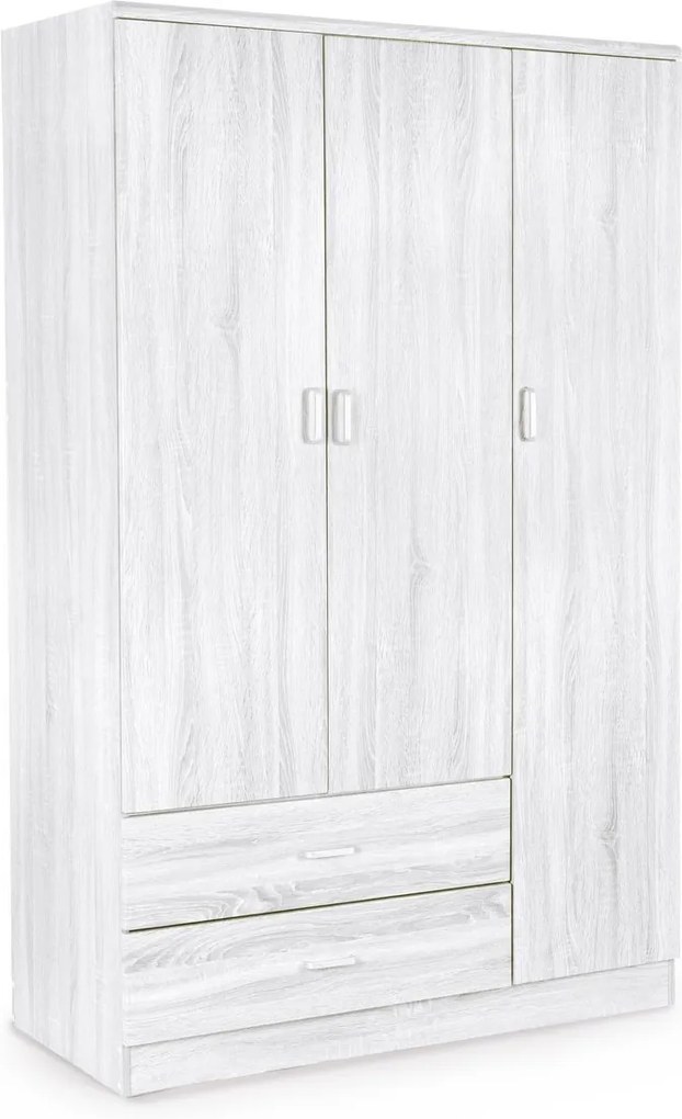 Dulap din mdf alb marmorat cu 3 usi si 2 sertare Leonardo 120 cm x 52 cm x 190 h