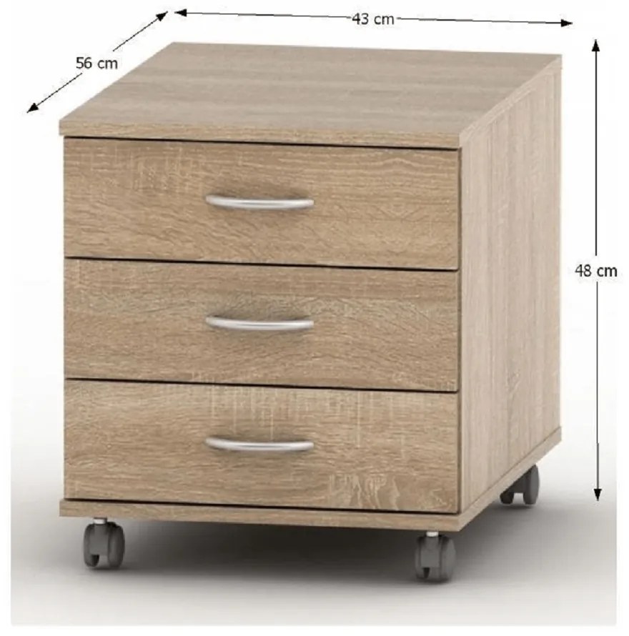 Comoda pe roți TEMPO ASISTENT 016, stejar sonoma