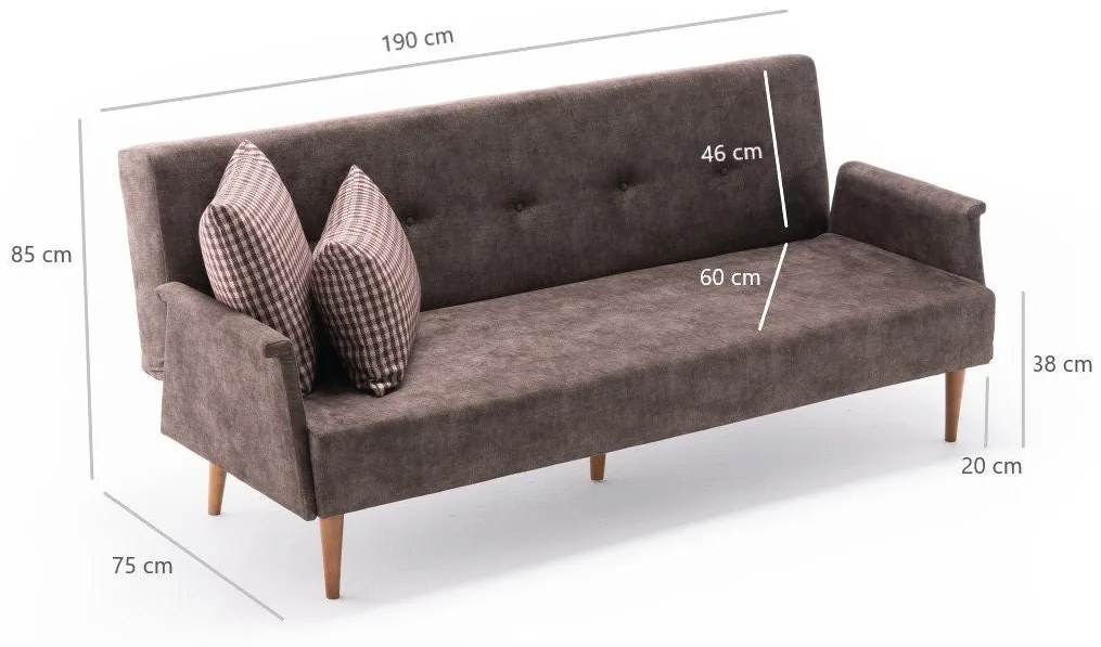 Canapea extensibilă cu 3 locuri Navan-Brown Maro