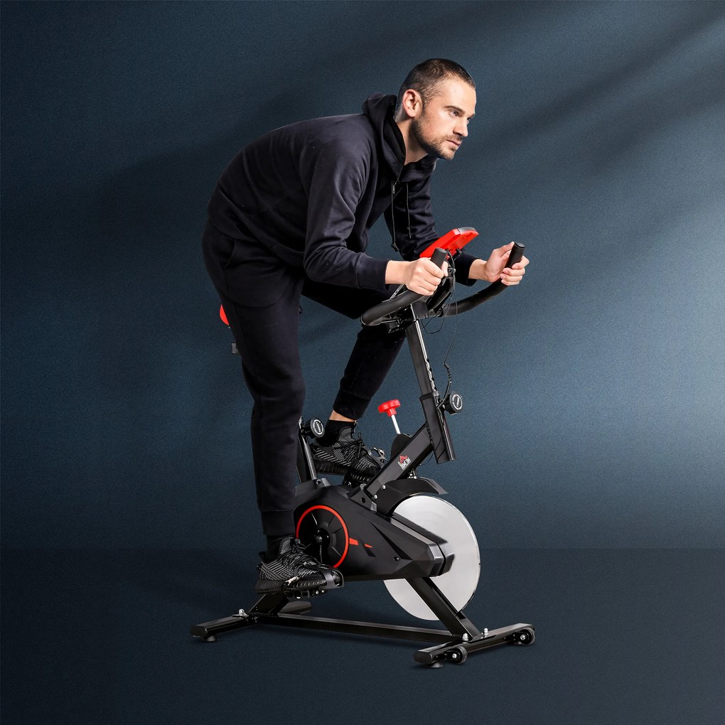 HOMCOM Bicicleta pentru Antrenament Aerobica cu Display LCD, Negru si Rosu | Aosom Romania