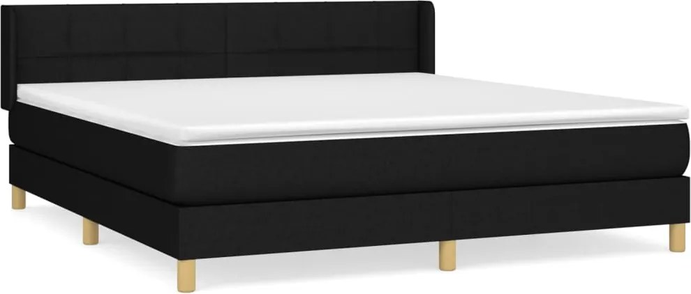 vidaXL Pat box spring cu saltea, negru, 180x200 cm, catifea