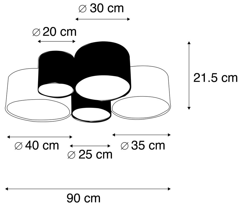 Plafoniera design multicolor cu 5 lumini - Sectos