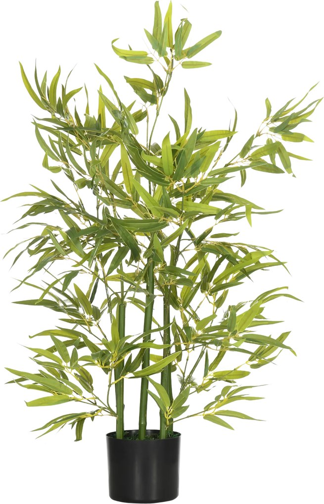 HOMCOM Plantă Artificială de Bambus Înaltă de 90 cm cu 504 Frunze din PEVA și PP Verde cu Ghiveci de Ciment Ø15x12.5 cm | Aosom Romania