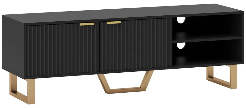 HOMCOM Mobilier TV banc TV pentru televizor de până la 70 de inch - dulap cu 2 uși canelate, compartiment deschis și trecere cabluri | Aosom Romania