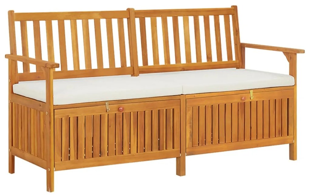 vidaXL Bancă de depozitare cu pernă, 148 cm, lemn masiv de acacia