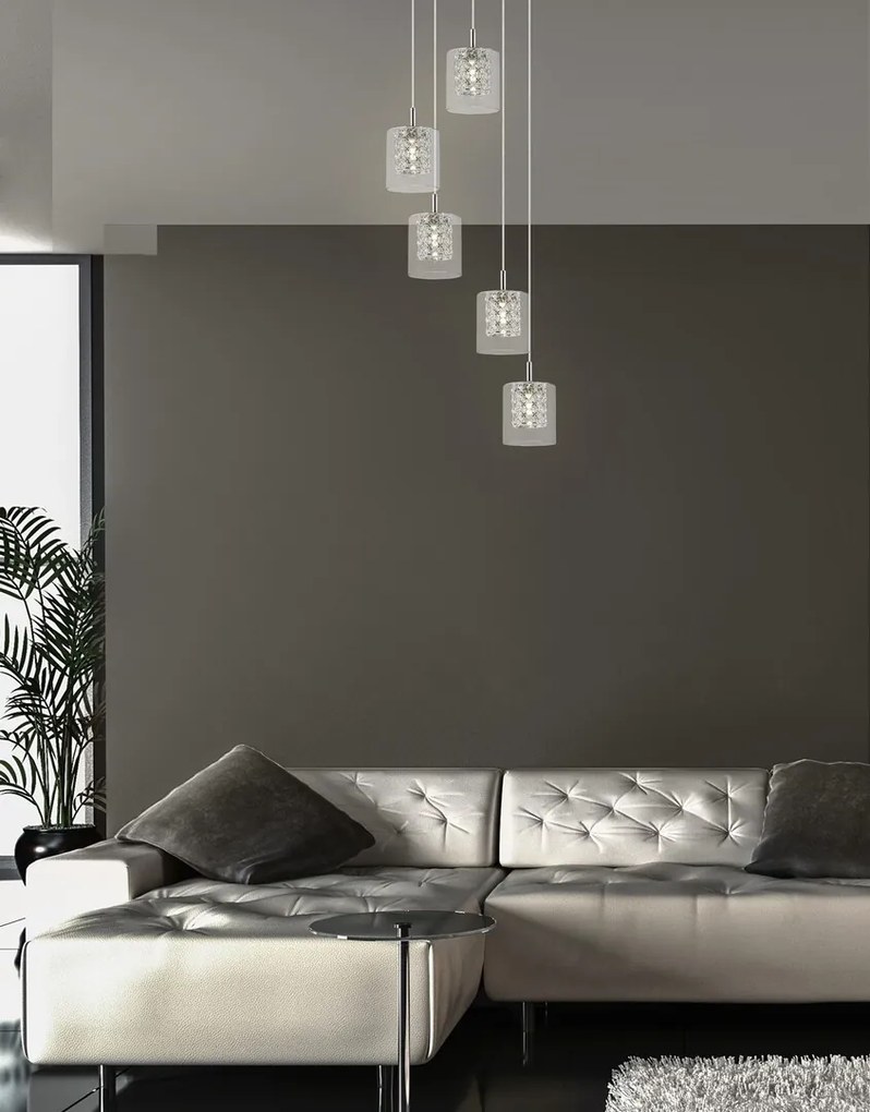 Lustra cu 5 pendule design elegant Duchess crom