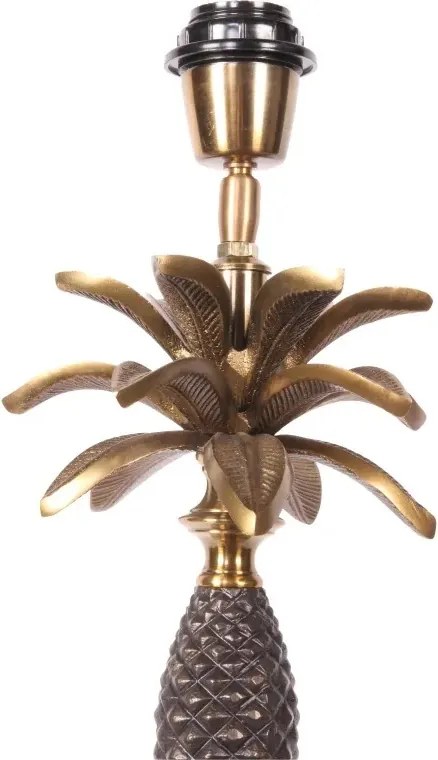 Bază pentru lampă de masă din aluminiu, auriu, cu trunchi de palmier și coroană de frunze, finisaj antichizat, 95 x 20 cm, „Palmeraie”
