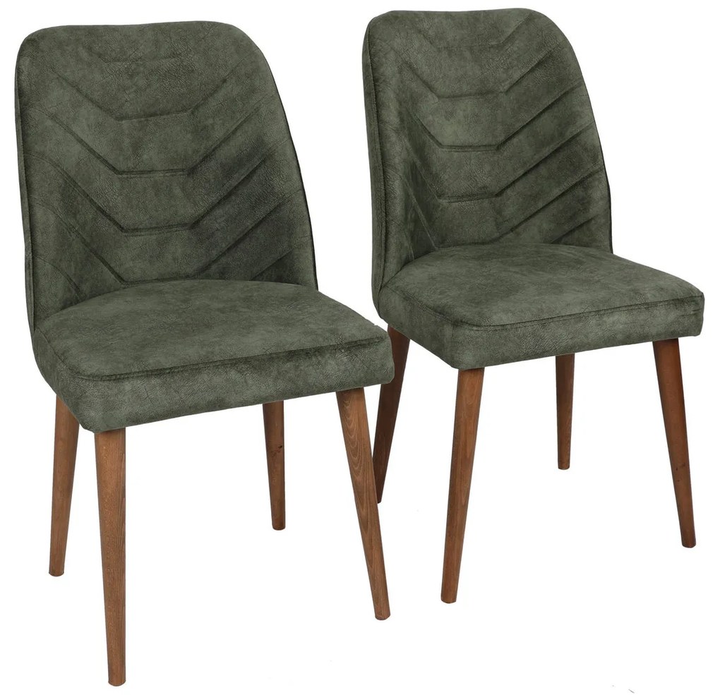 Set 2 scaune Dafne (Nuc + Verde închis). 1073152