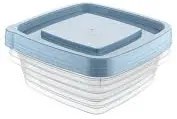 Set de 3 Cutii alimentare pătrate cu Capac Albastru de 900 ml