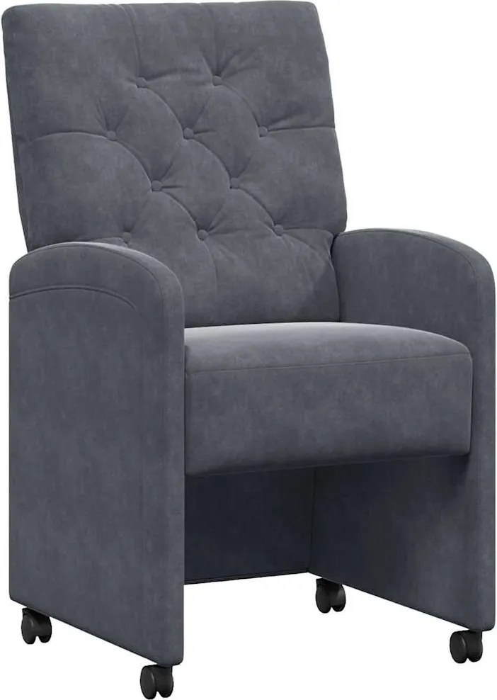 vidaXL Scaune de dining cu roți 2 pcs Gri închis 58 x 67 x 97 cm