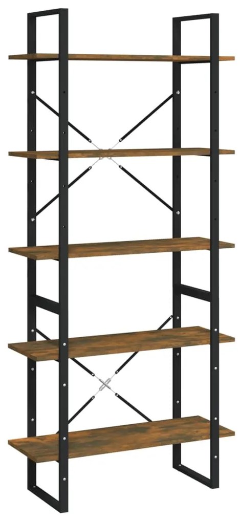 3114016 vidaXL Bibliotecă 5 niveluri stejar afumat 80x30x175 cm lemn prelucrat