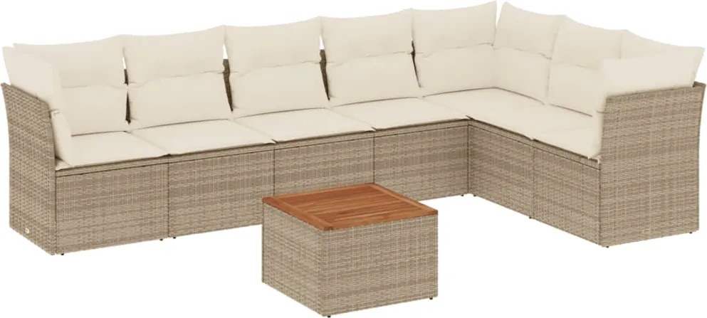 vidaXL Set canapele de grădină, 8 piese, cu perne, bej, poliratan