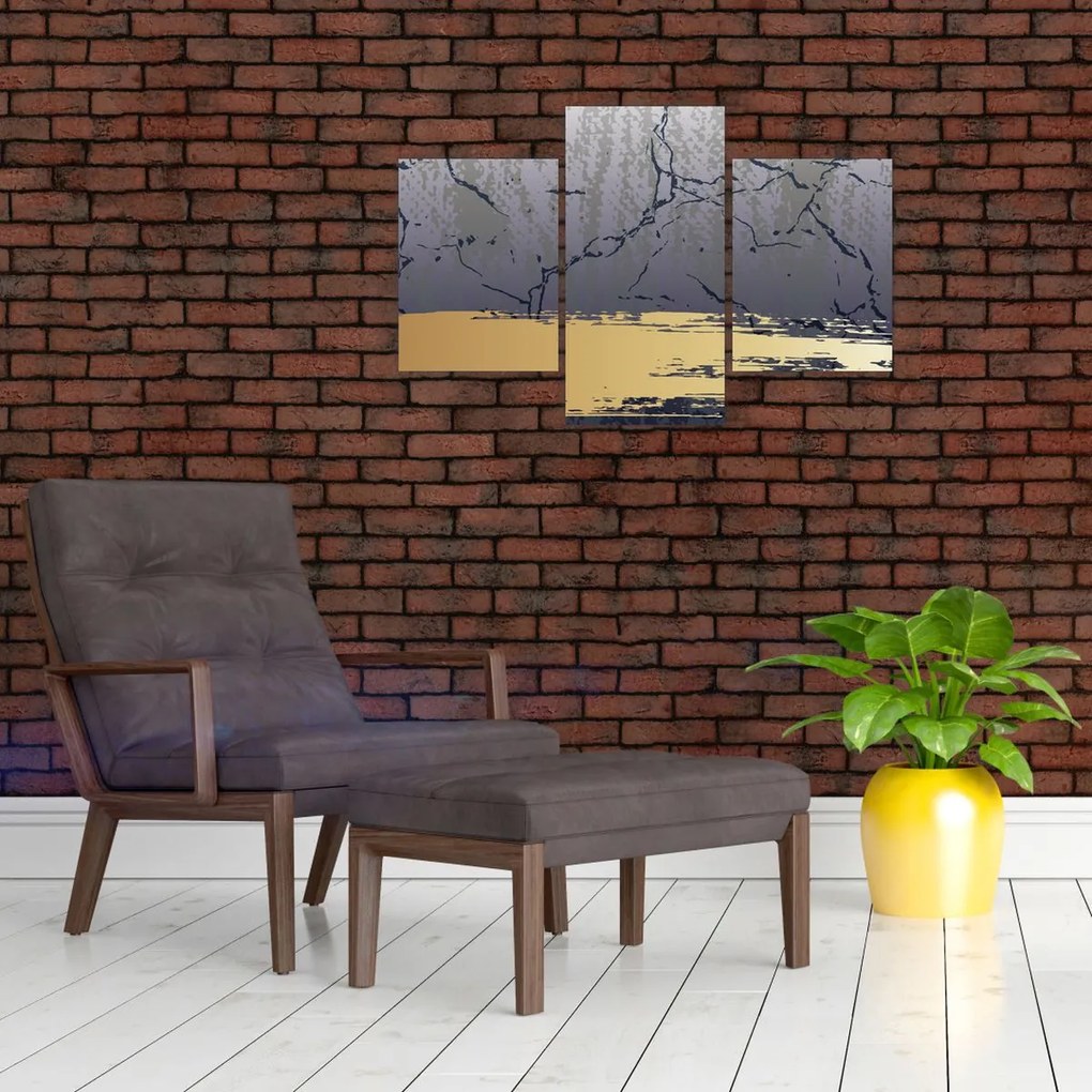 Tablou - Albastru și aur abstracție N⁰1 (90x60 cm)