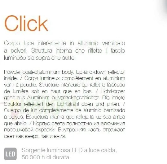 Aplica de perete moderna, iluminat LED up-and-down, CLICK AP D10 BIANCO 051444